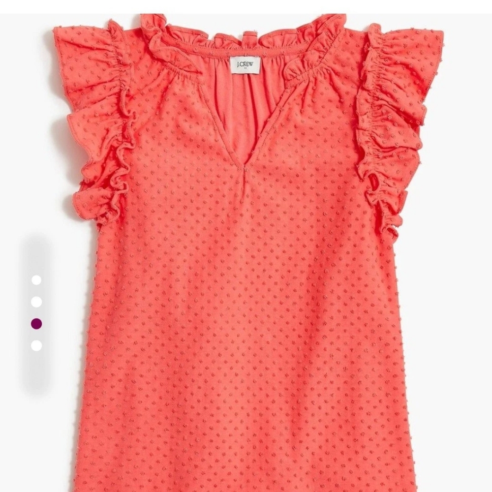 NWT Women's Ruffled Coral Top, Sz L - Picture 3 of 7